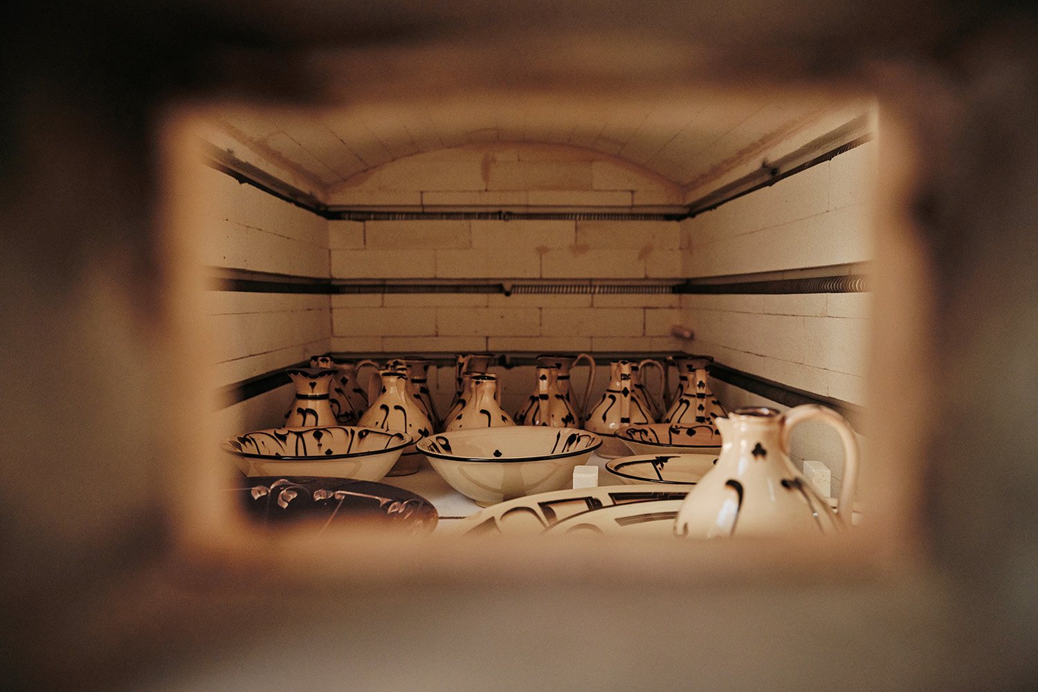 The kiln, loaded with vessels